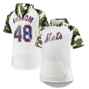 Jacob deGrom New York Mets Big & Tall Raglan Hoodie T-Shirt White/Camo 2XLT
